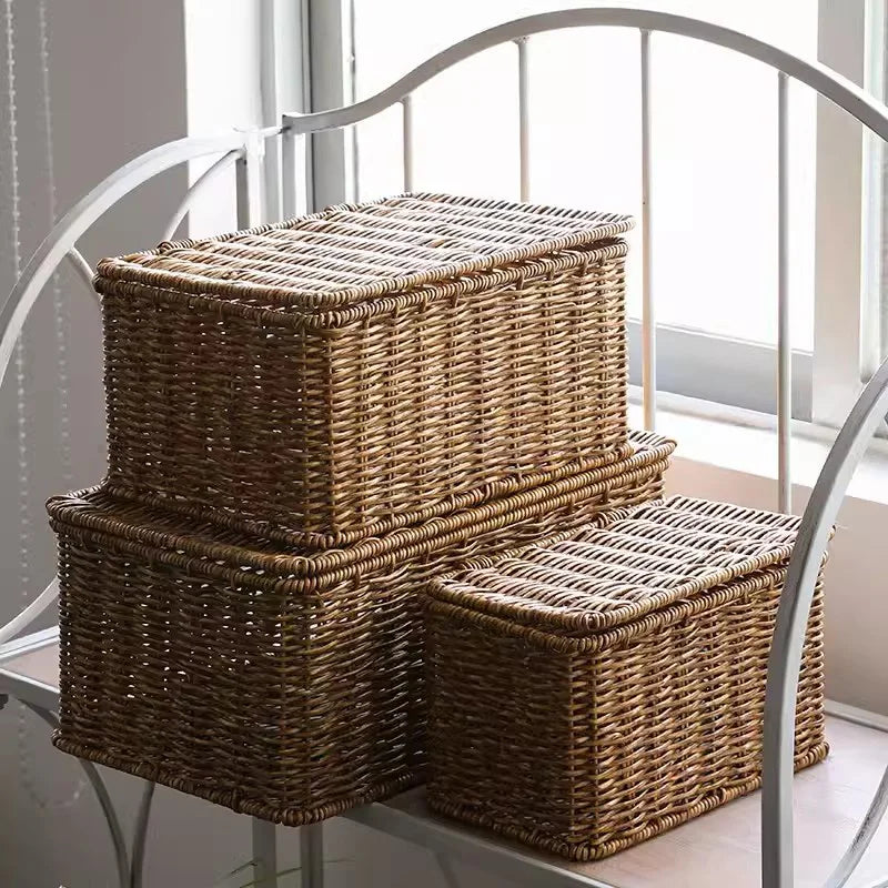 Household Storage Basket Storage Box with Dustproof Lid beunik