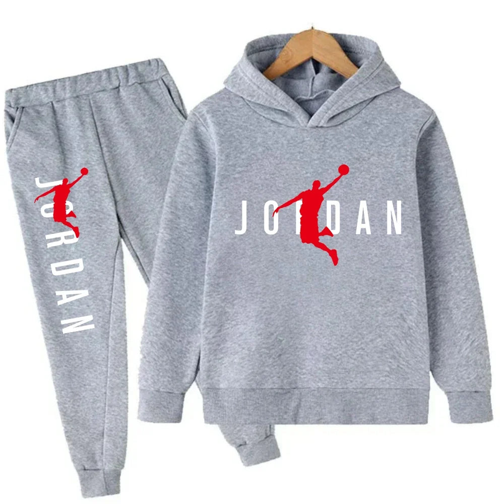 Kids Basketball Print Hoodie and Sweat pants – 2‑Piece Set