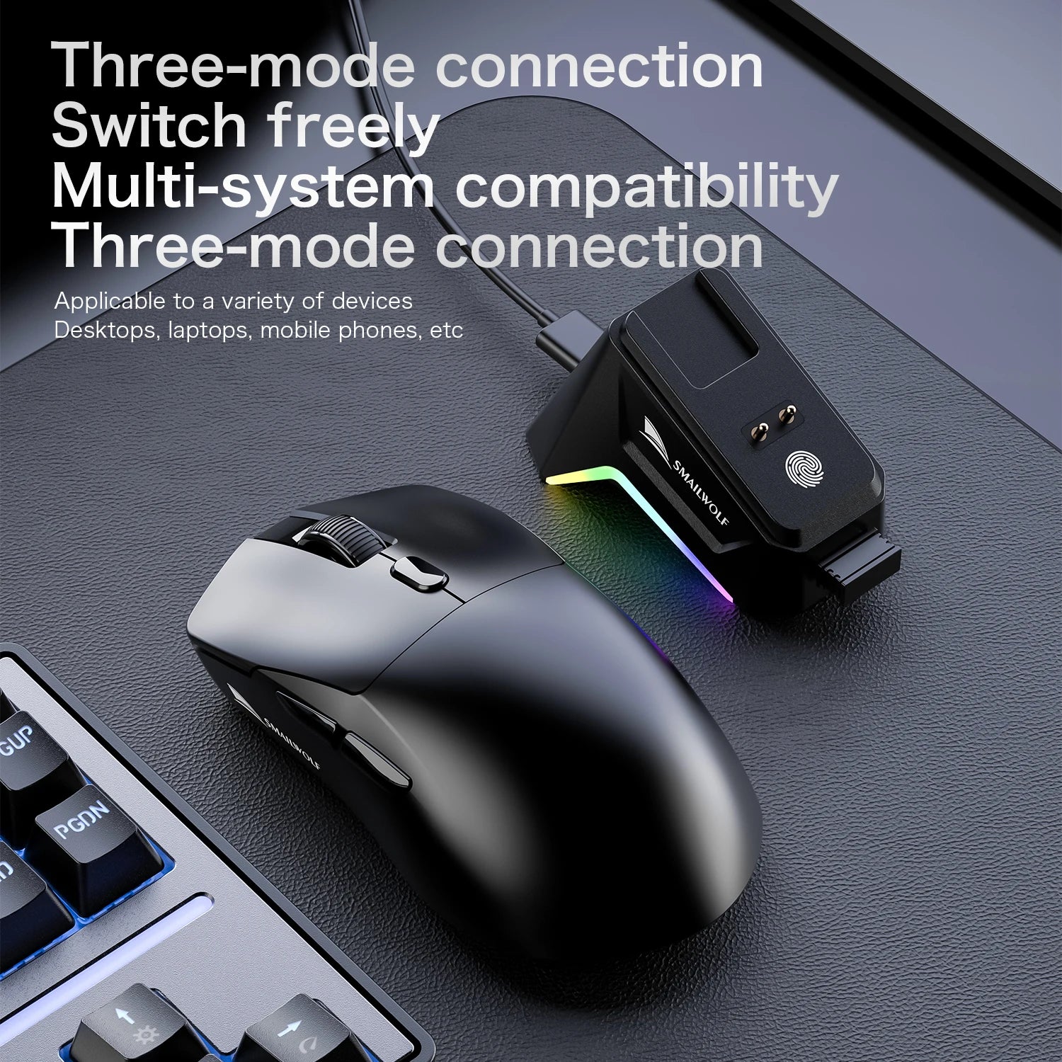 SMAILWOLF M3 PRO Wireless Bluetooth three-mode mouse E-sports gaming PAW3311 beunik