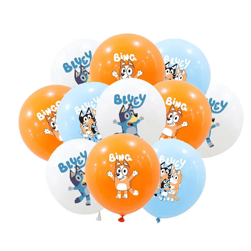 Bluey Dog Latex Balloons Set (10pcs, 12inch)