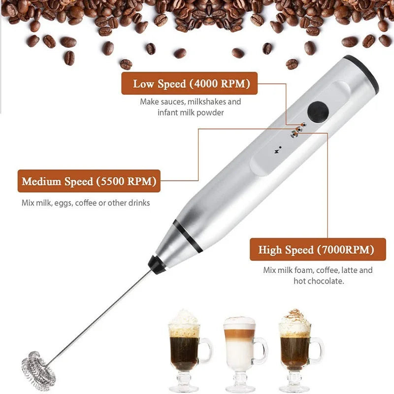 Wireless Milk Frothers Electric Handheld Blender With USB beunik