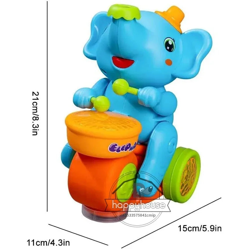 Musical Walking Elephant Drummer Toys for Kids Musical Toy with LED Light Music Sensory Learning Educational Toys beunik