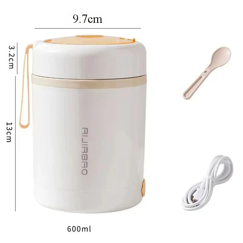 Beunik HeatMate™ Portable Electric Lunch Box – 600ML USB Food Warmer & Stainless Steel Container