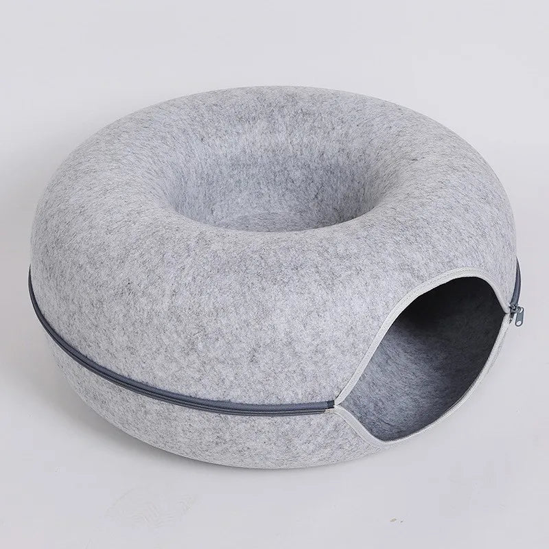 Donut Cat Bed Interactive Tunnel Pet Felt Indoor Toys beunik