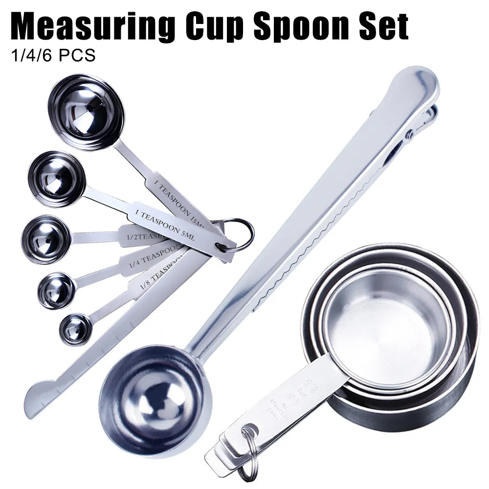 Stainless Steel Measuring Cups and Spoons Set