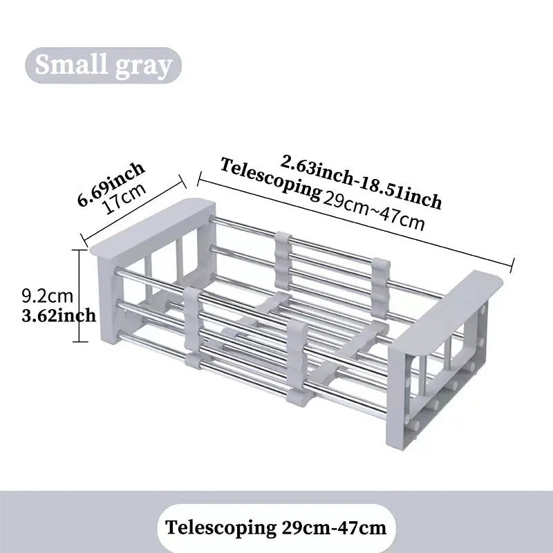 Kitchen Sink Drain Rack Basket Folding Stainless Steel beunik