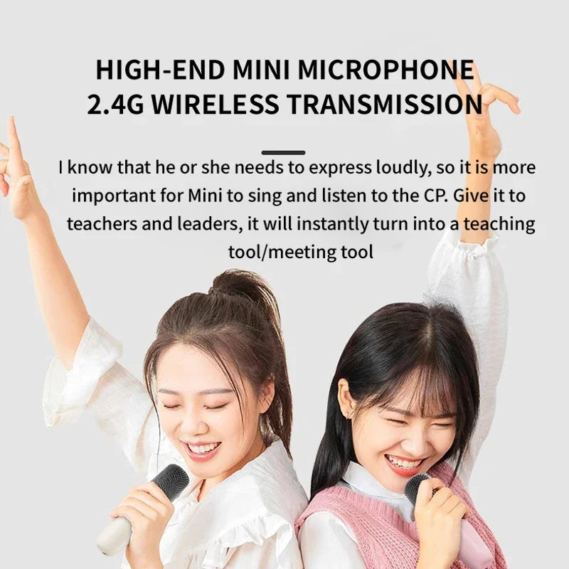 Karaoke Machine Portable Bluetooth Speaker With 1-2 Wireless Microphones HiFi Family Kids beunik