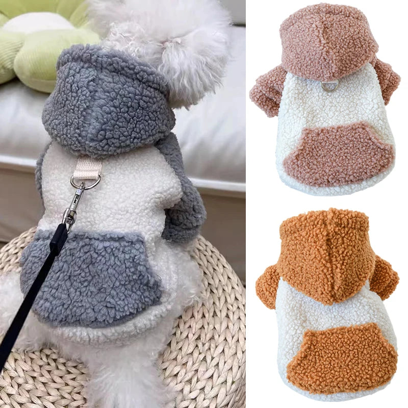 Winter Warm Pet Clothes for Small Dogs Berber Fleece Hooded Sweater with Buckle beunik