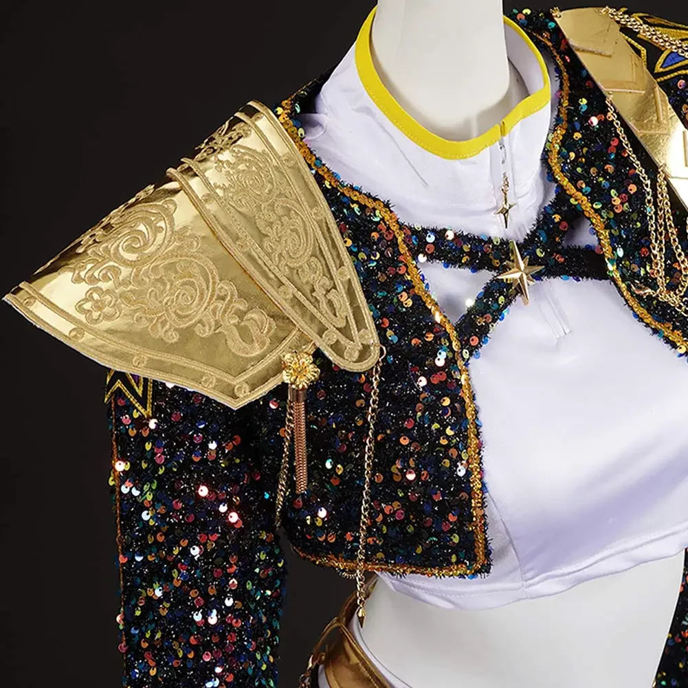 K pop demon hunter - Rumi Idol Kids Cosplay Costume – Black & Gold Girls Outfit