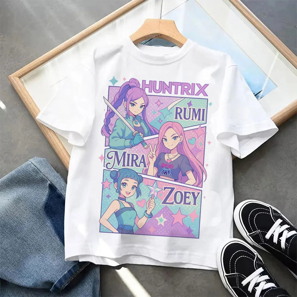 Kpop Demon Hunters Children's Clothing Short Sleeve T-shirt beunik
