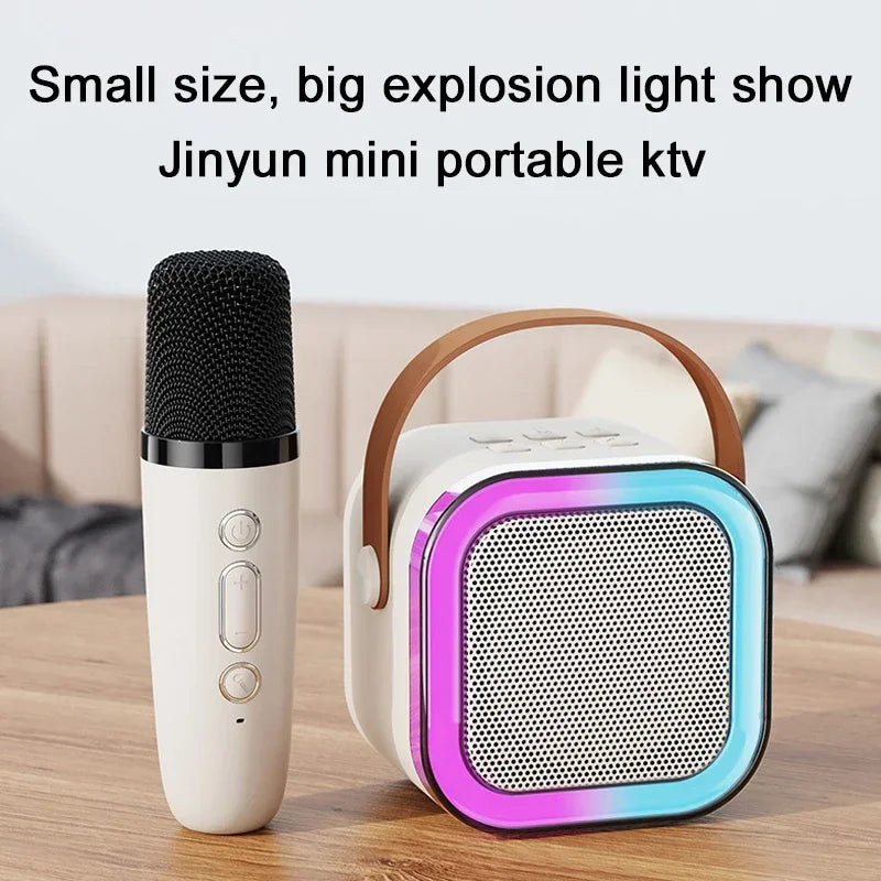 Karaoke Machine Portable Bluetooth Speaker With 1-2 Wireless Microphones HiFi Family Kids beunik