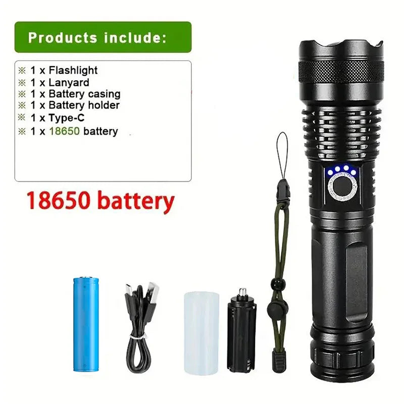 Outdoor High Power LED Flashlight Rechargeable Torch Tactical Lantern beunik