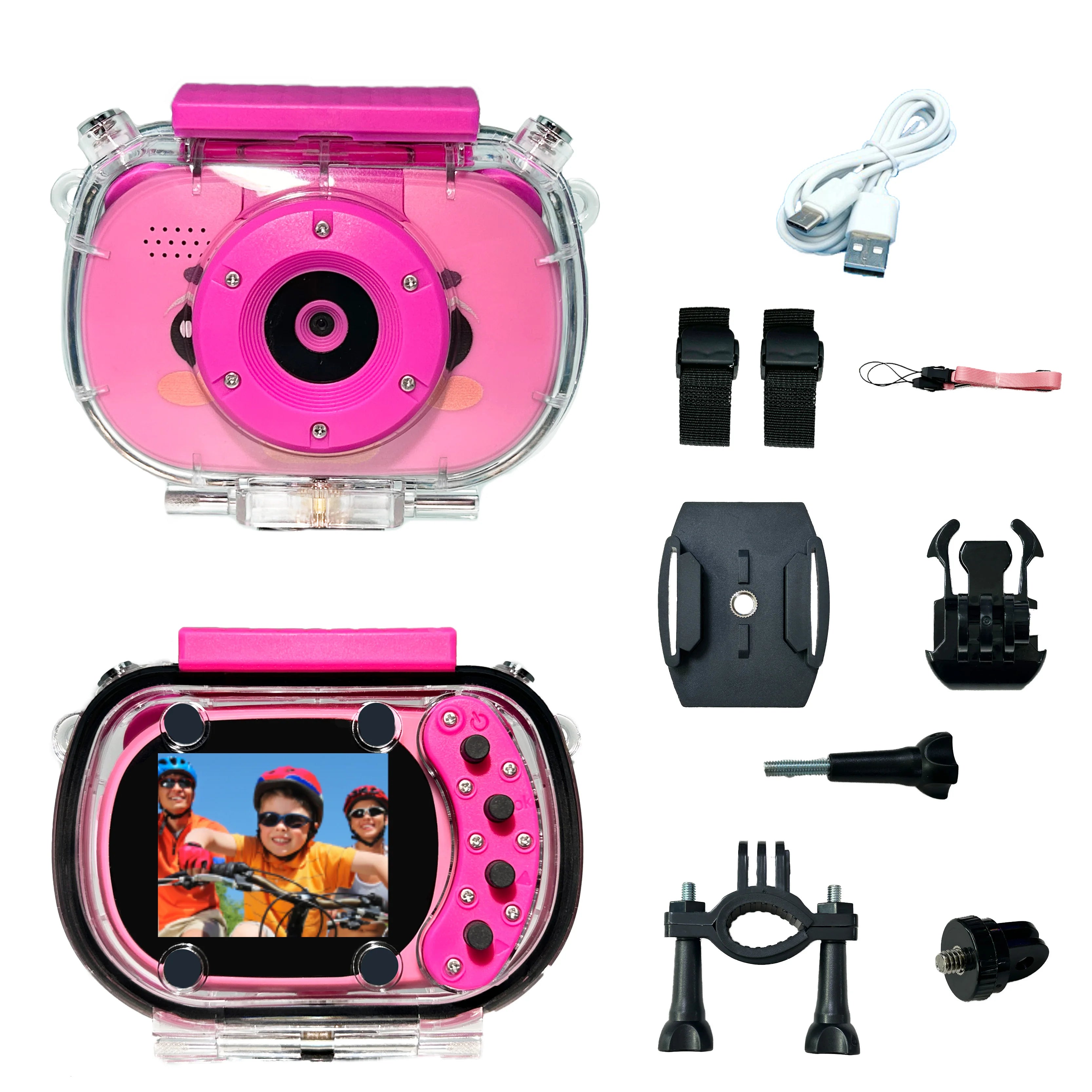 Kids Action Camera with 720HD Screen – Waterproof, Flip Camera, USB Charging, Outdoor Sports Use