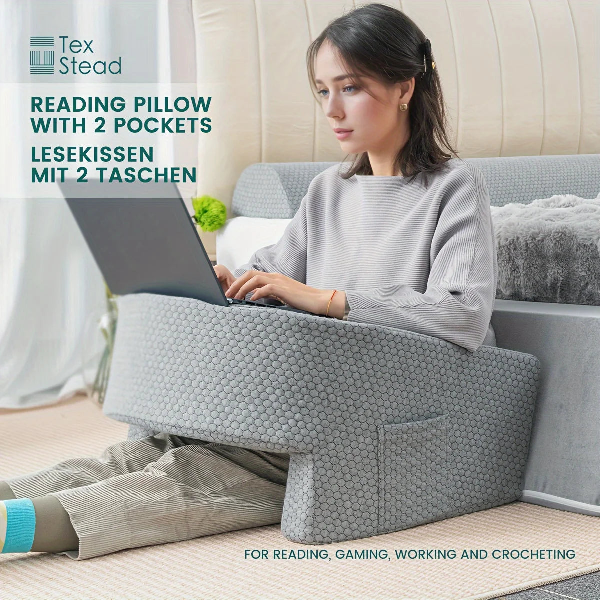 Soft Reading Pillow Arm Rest Lap Desk Pillow for Gaming and Working beunik