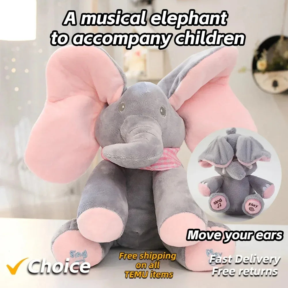 Baby Elephant Toys Plush Singing Elephant with Ears Moving Learning beunik