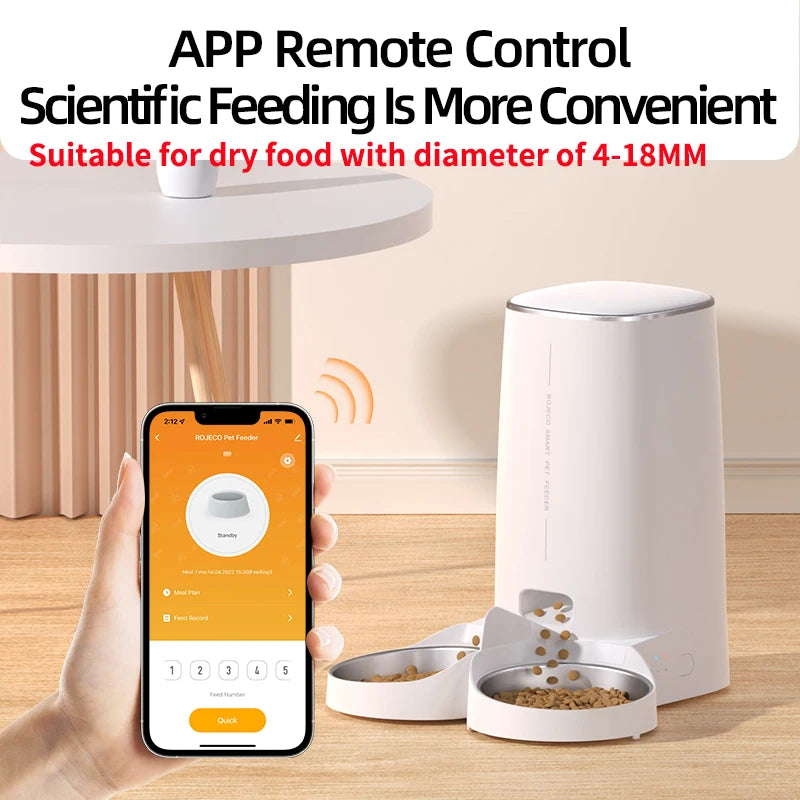 Automatic Pet Feeder Pet Smart Food Kibble Dispenser Remote Control Auto WiFi Double Feeder Cats Dogs beunik