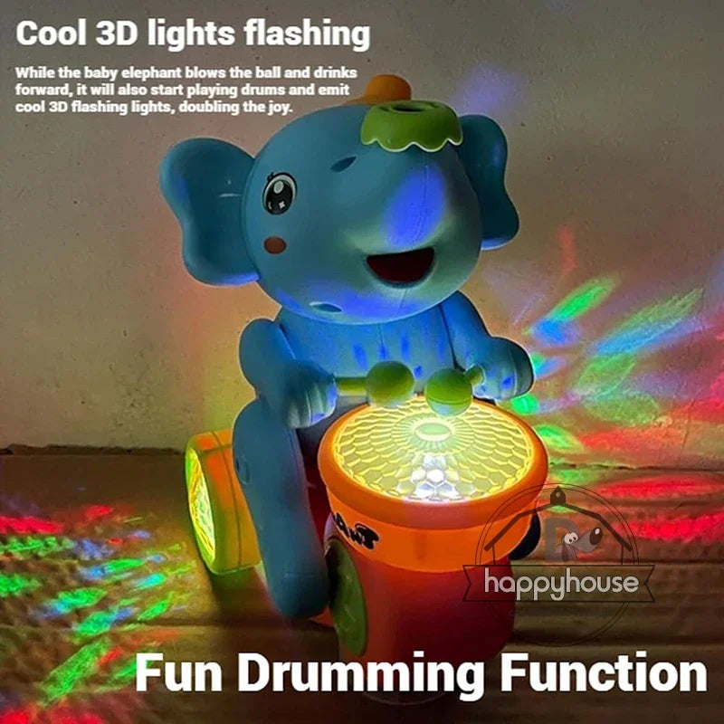 Musical Walking Elephant Drummer Toys for Kids Musical Toy with LED Light Music Sensory Learning Educational Toys beunik