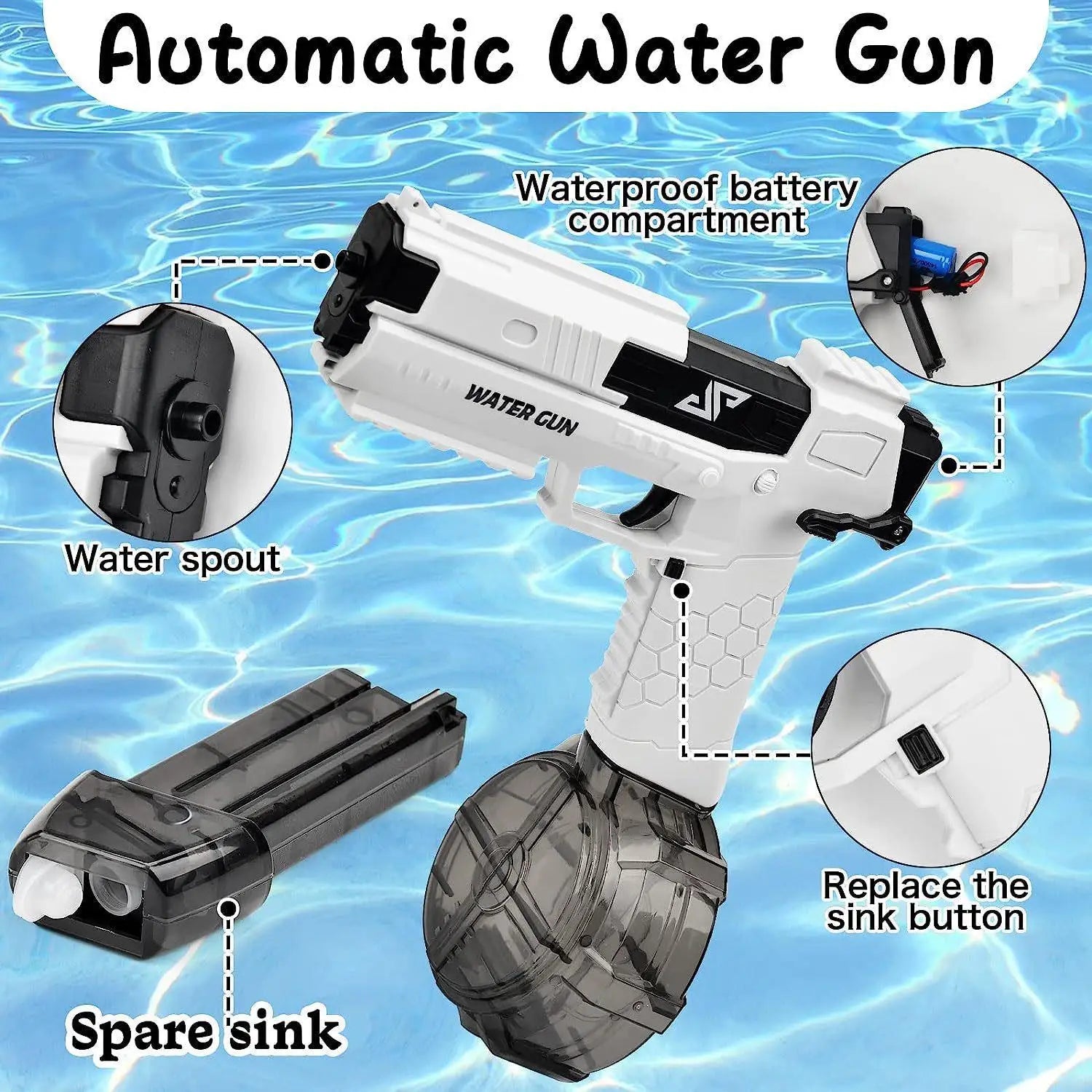 Children's fully automatic electric water glock gun beunik