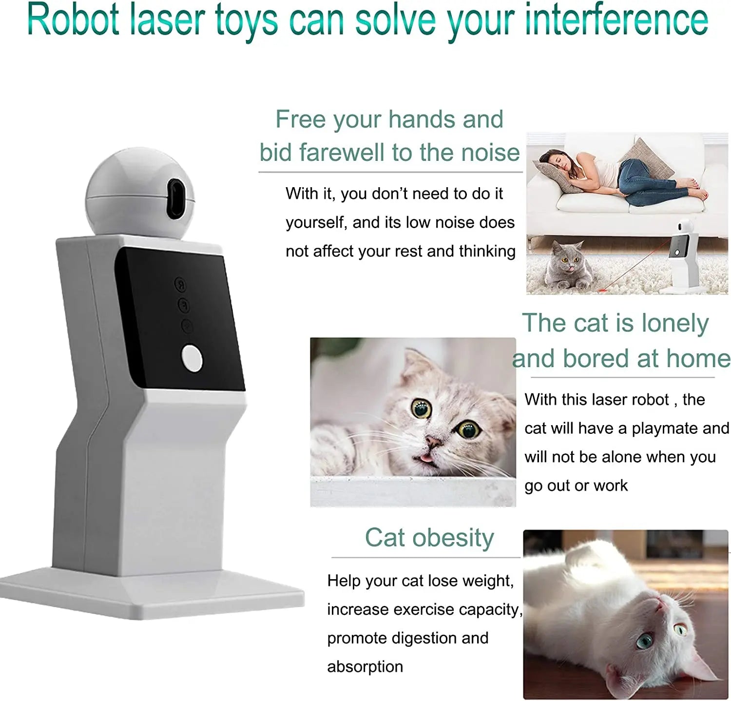 Random Moving Interactive Laser Pet Toy for Indoor Cats and Others beunik