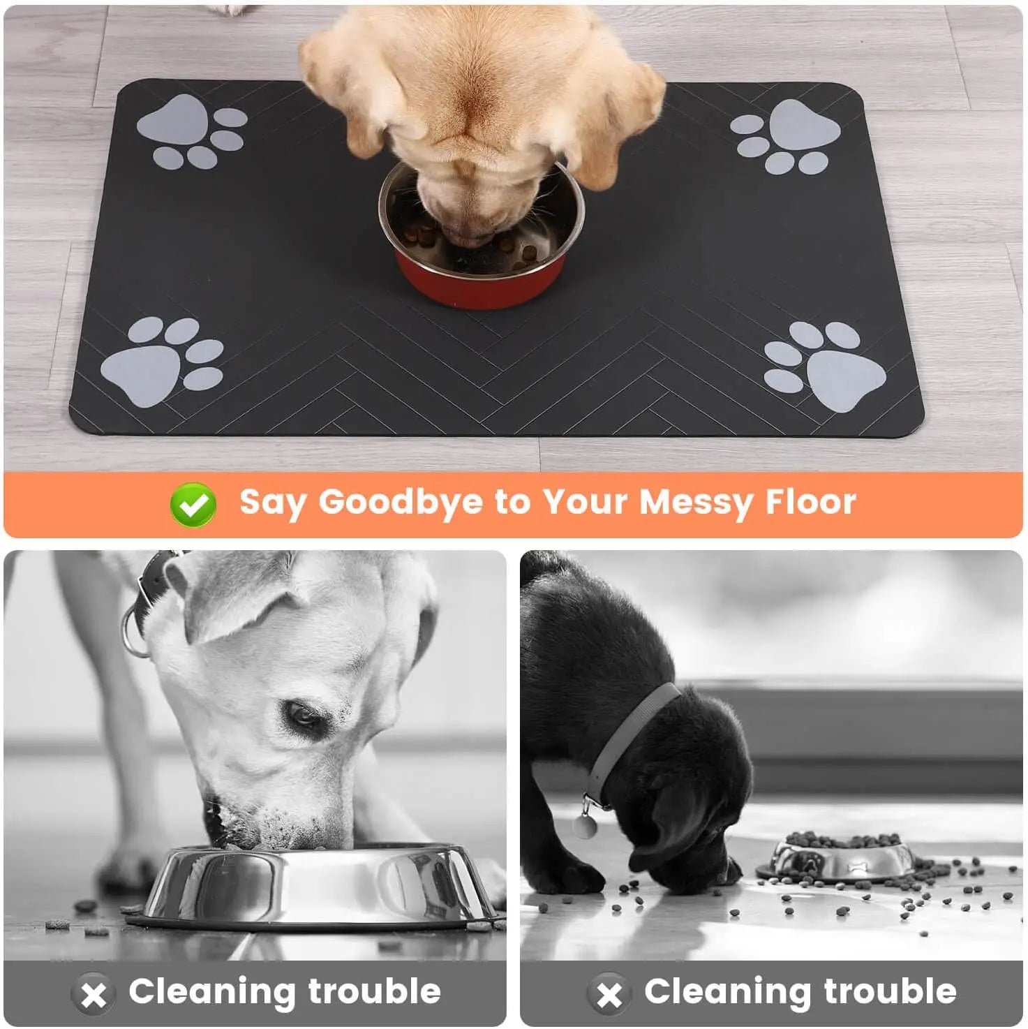 Pet Feeding Mat-Absorbent Pet Placemat for Food and Water Bowl, with Waterproof Rubber Backing beunik