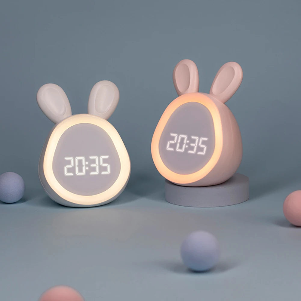 Kids Rabbit Alarm Clock With Night Light Stepless Dimming beunik