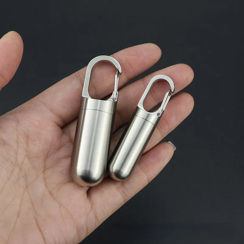 Portable Mini Stainless Steel Sealed Capsule Waterproof Pill Box