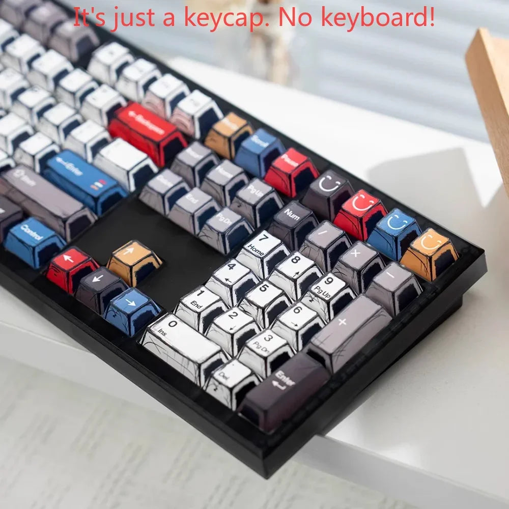 Manga Anime PBT Keycap Set – 136 Keys, Cherry Profile for Mechanical Gaming Keyboards