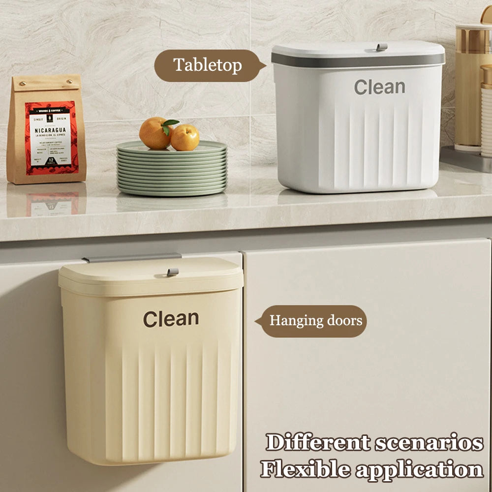 Kitchen Trash Can Wall Mounted Hanging Trash Bin With Lid