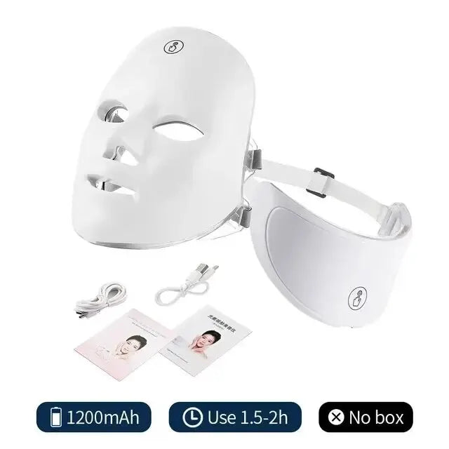 7 Colors Led Facial Mask With Neck Red Light Therapy Mask Anti-aging Bio-Light Beauty beunik