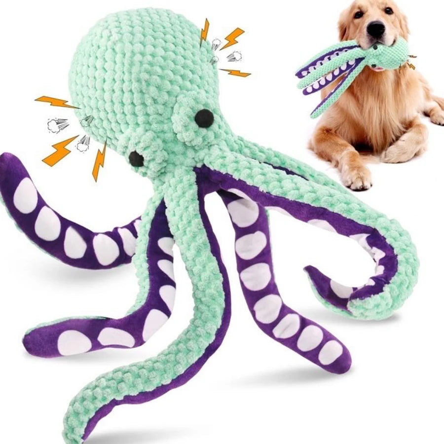 Dog pet plush octopus toy interactive sound beunik
