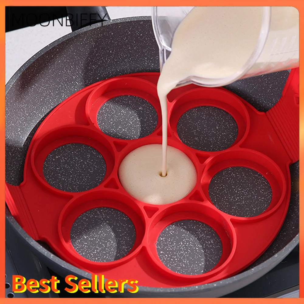  7 Holes Nonstick Baking Mold Silicone Pancake Maker Ring Fried Egg Molds for Cooking beunik