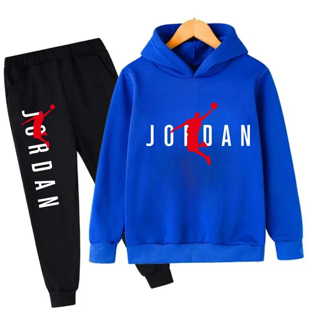 Kids Basketball Print Hoodie and Sweat pants – 2‑Piece Set