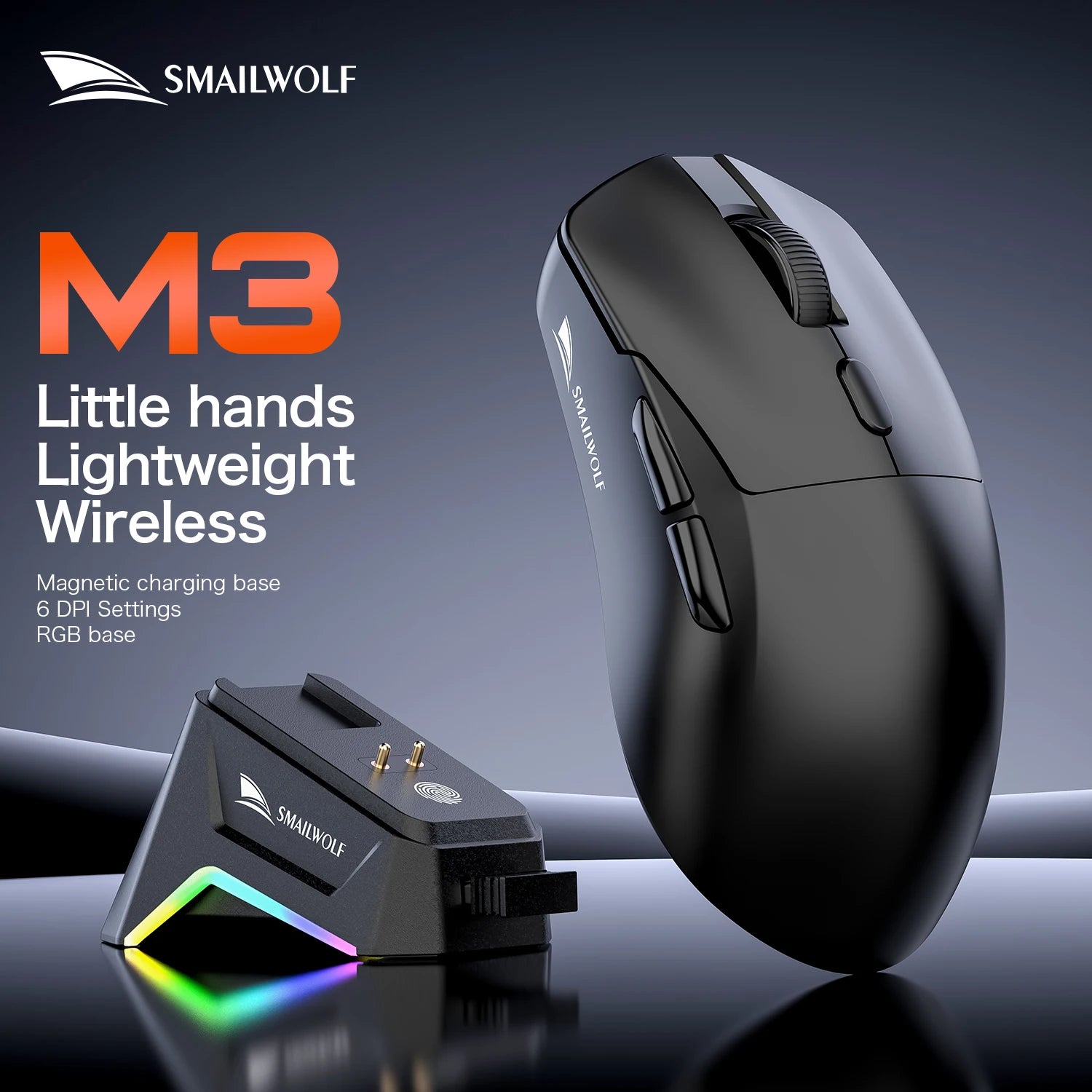 SMAILWOLF M3 PRO Wireless Bluetooth three-mode mouse E-sports gaming PAW3311 beunik