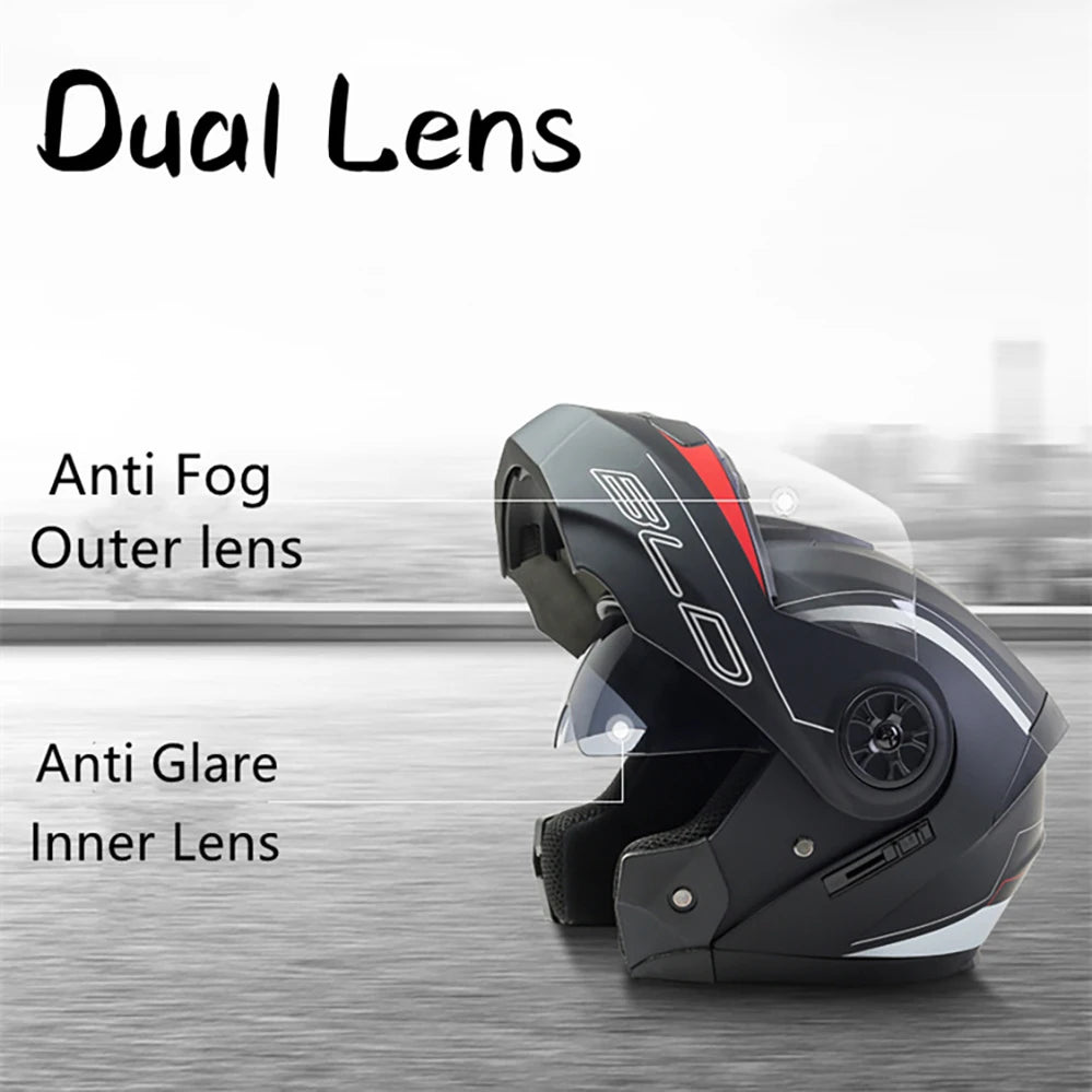 BLD Motorcycle Full Face Helmet Dual Lens Helmets Motocross Racing beunik