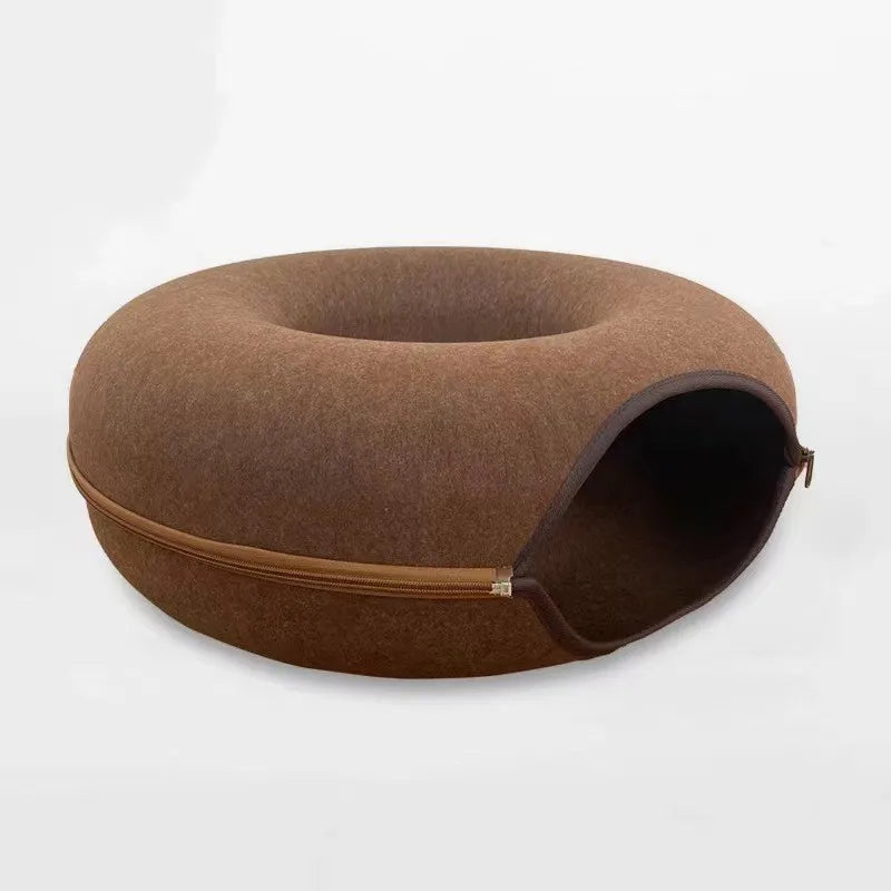 Donut Cat Bed Interactive Tunnel Pet Felt Indoor Toys beunik