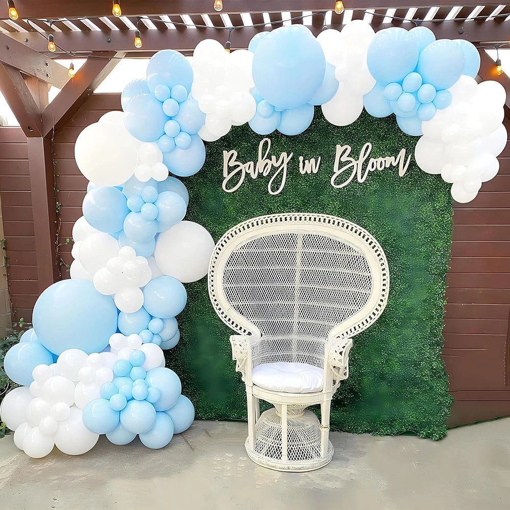 Baby Blue & White Pastel Balloon Garland – Elegant Party Arch Kit