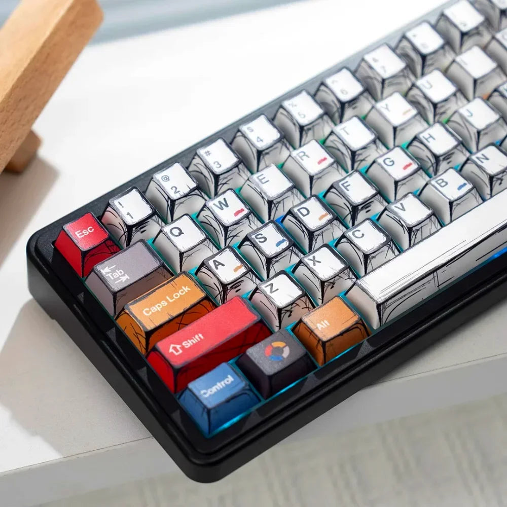Manga Anime PBT Keycap Set – 136 Keys, Cherry Profile for Mechanical Gaming Keyboards