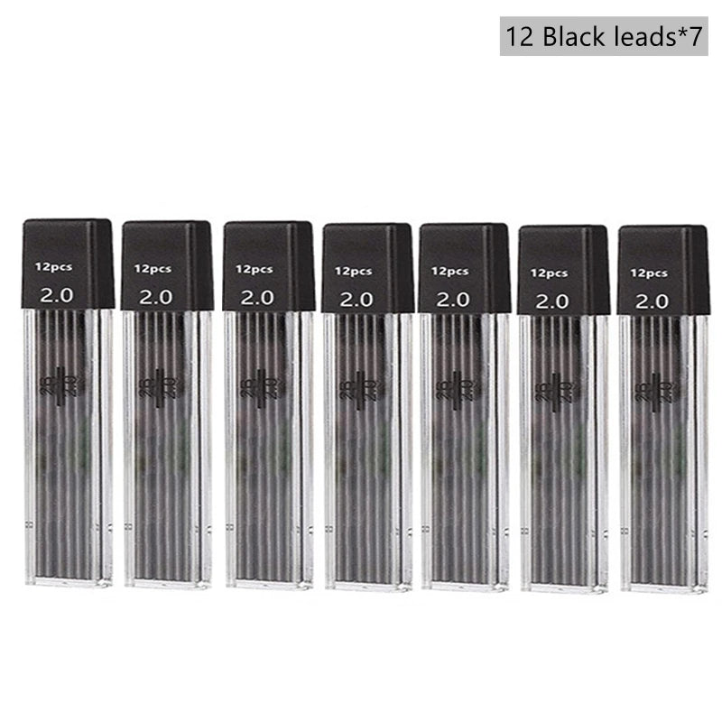 Mechanical Pencil Set 2.0 mm with 2B Black/Colors Lead Refill beunik