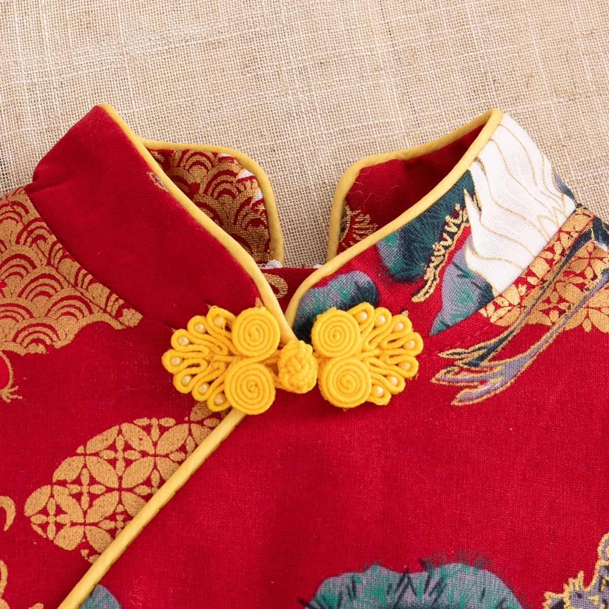 Baby Cheongsam – Summer Cotton Qipao Dress with Fly Sleeves (9M–3Y)