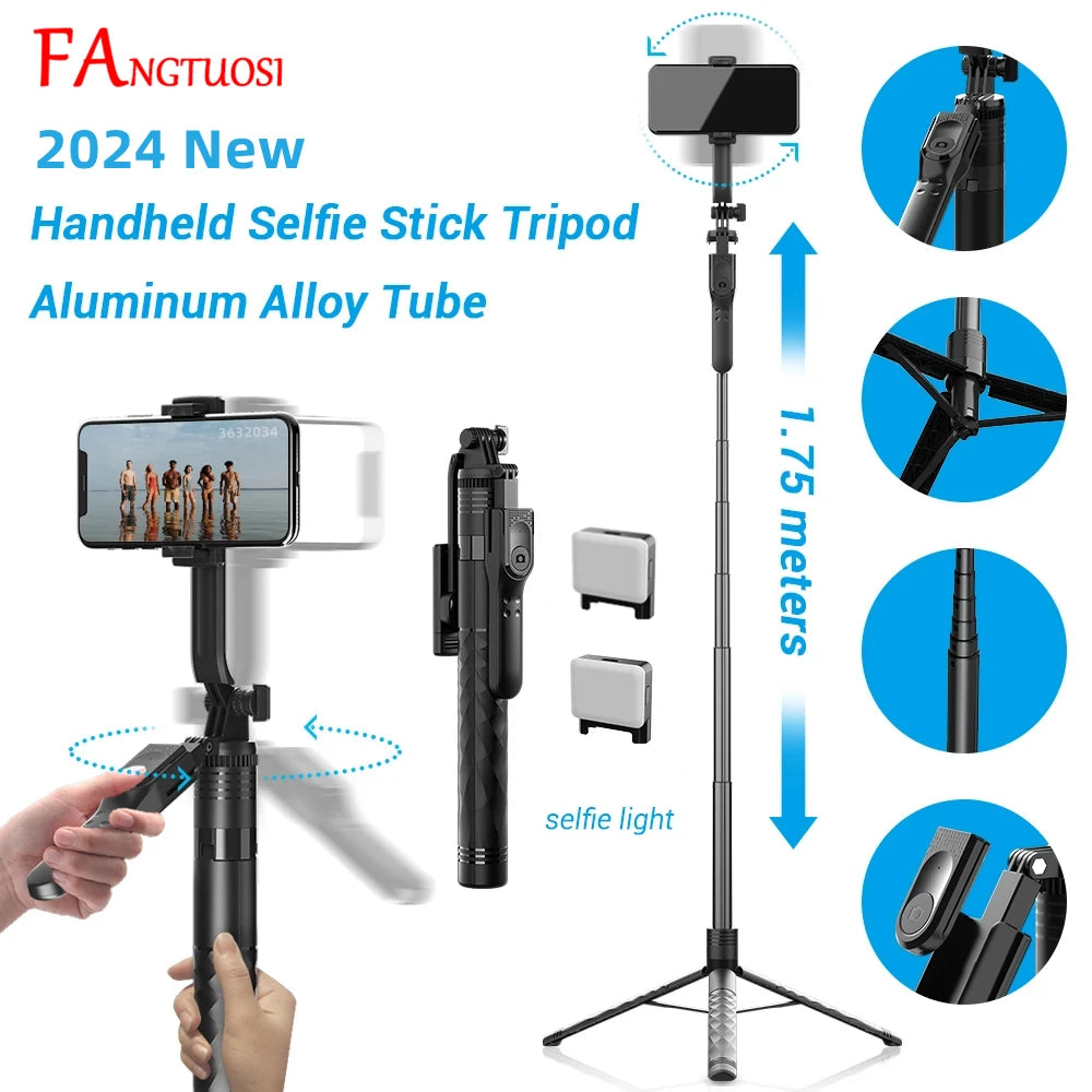 Wireless Selfie Stick Tripod Stand Foldable Monopod With Led Light (1750mm) beunik