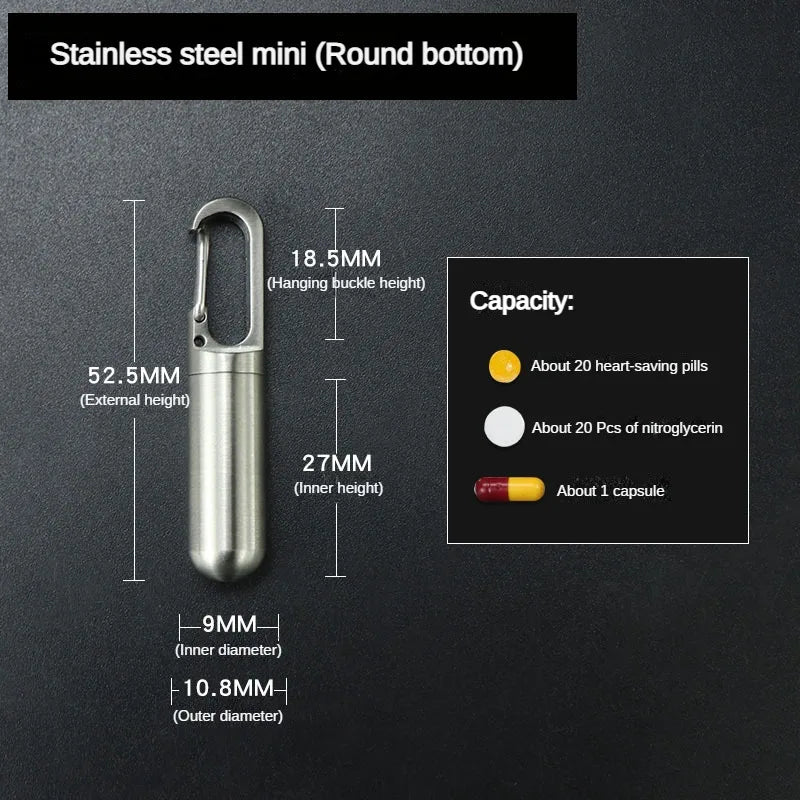 Portable Mini Stainless Steel Sealed Capsule Waterproof Pill Box