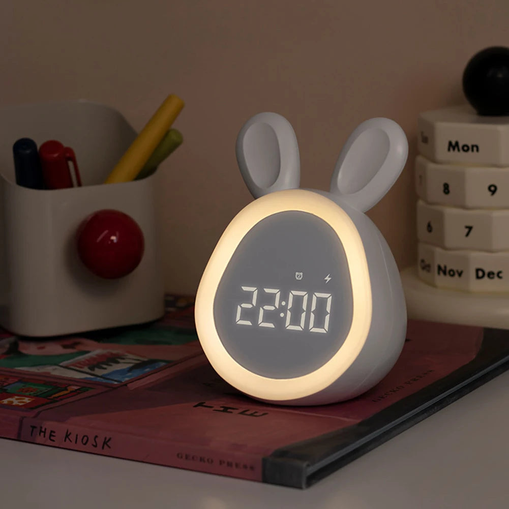 Kids Rabbit Alarm Clock With Night Light Stepless Dimming beunik