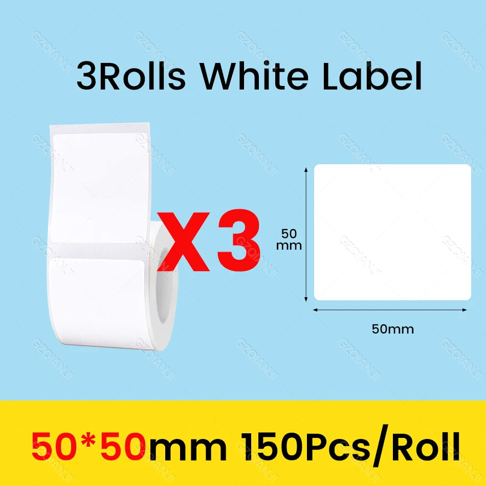 NiiMbot Label Rolls – Waterproof, Anti‑Oil, Tear‑Resistant White Stickers (3/5/10 Pack)