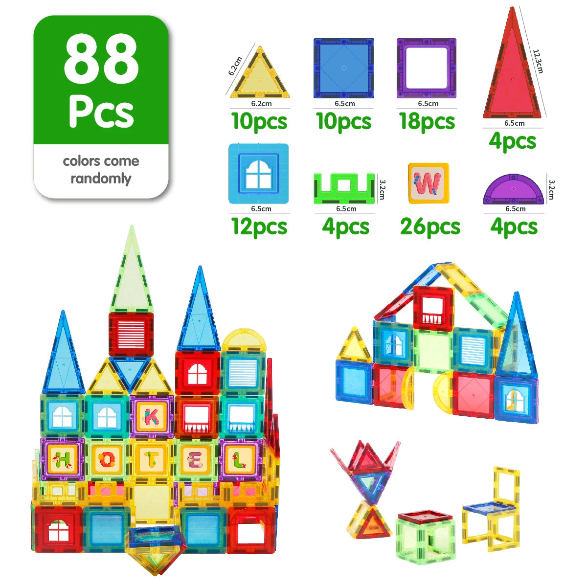 PicassoTiles 100 Piece Magnetic Playboards Tiles Set Magnet Toys for Toddlers STEM Building Blocks Sensory Creative Kids Manipulative Preschool Learning Construction Toy beunik