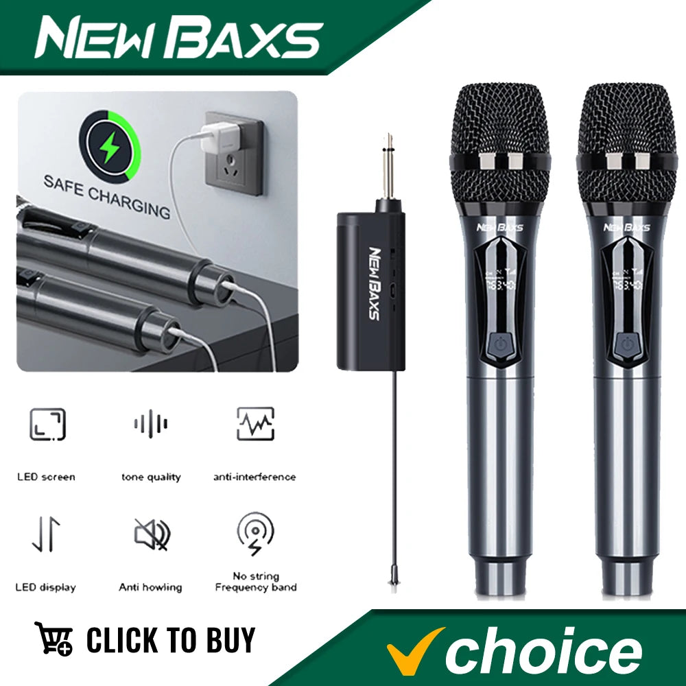 Wireless Microphone 2 Channels UHF Professional Handheld Microphone beunik