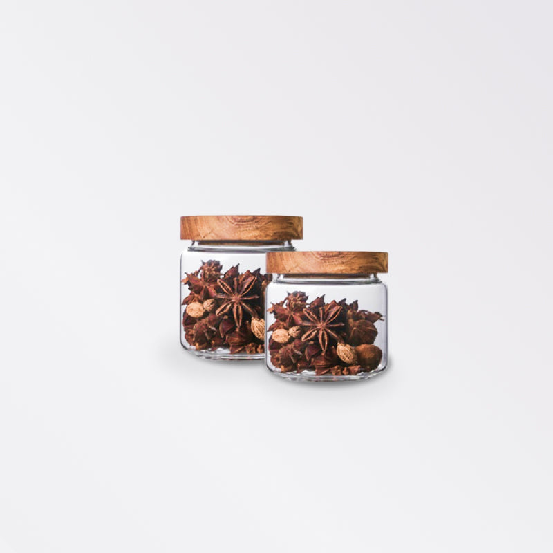 Wood Lid Organizer Glass Airtight Canister - beunik