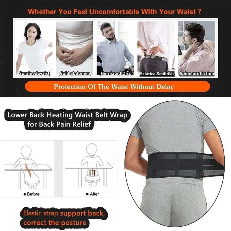 Adjustable Self-Heating Magnetic Therapy Waist Belt - beunik