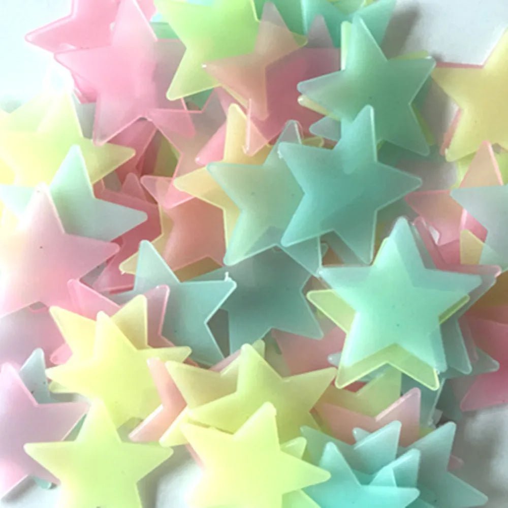 100pcs Fluorescent Glow in the Dark Stars Wall Stickers - beunik