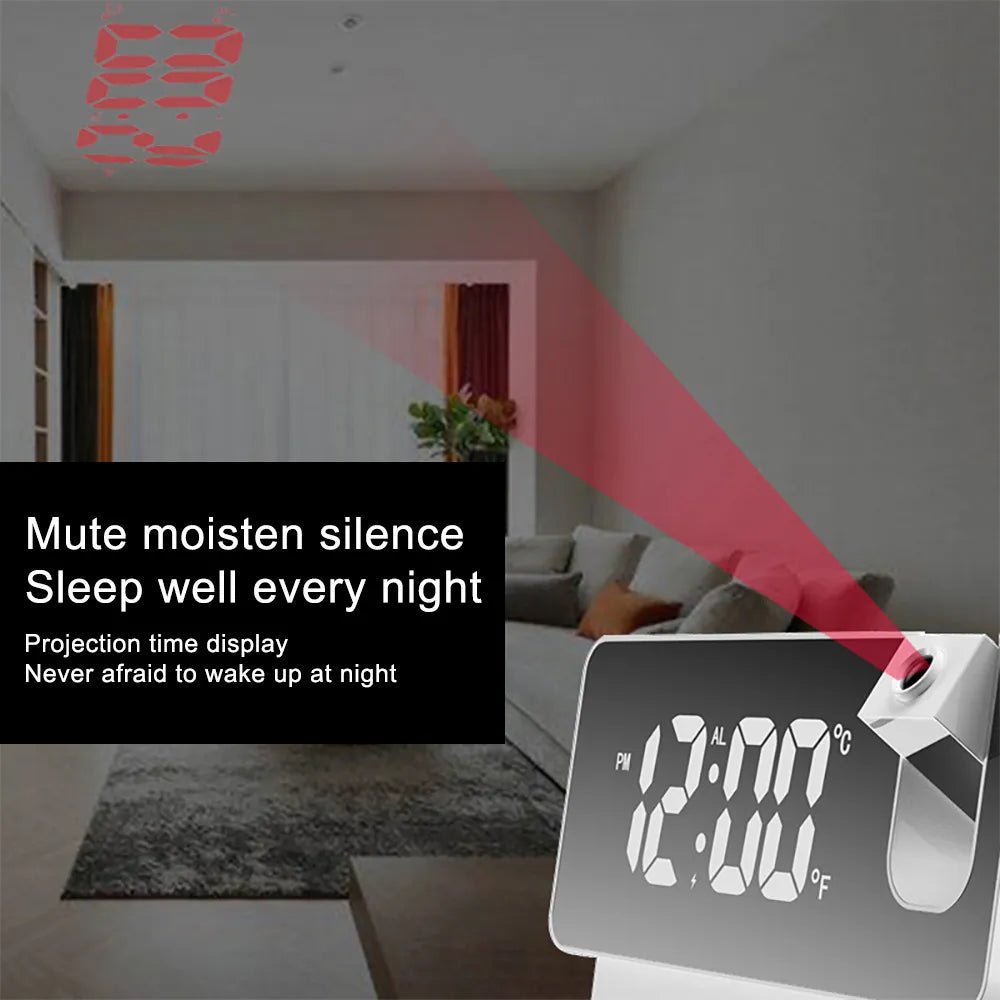 180° Rotation LED Digital Projection Alarm Clock USB - beunik