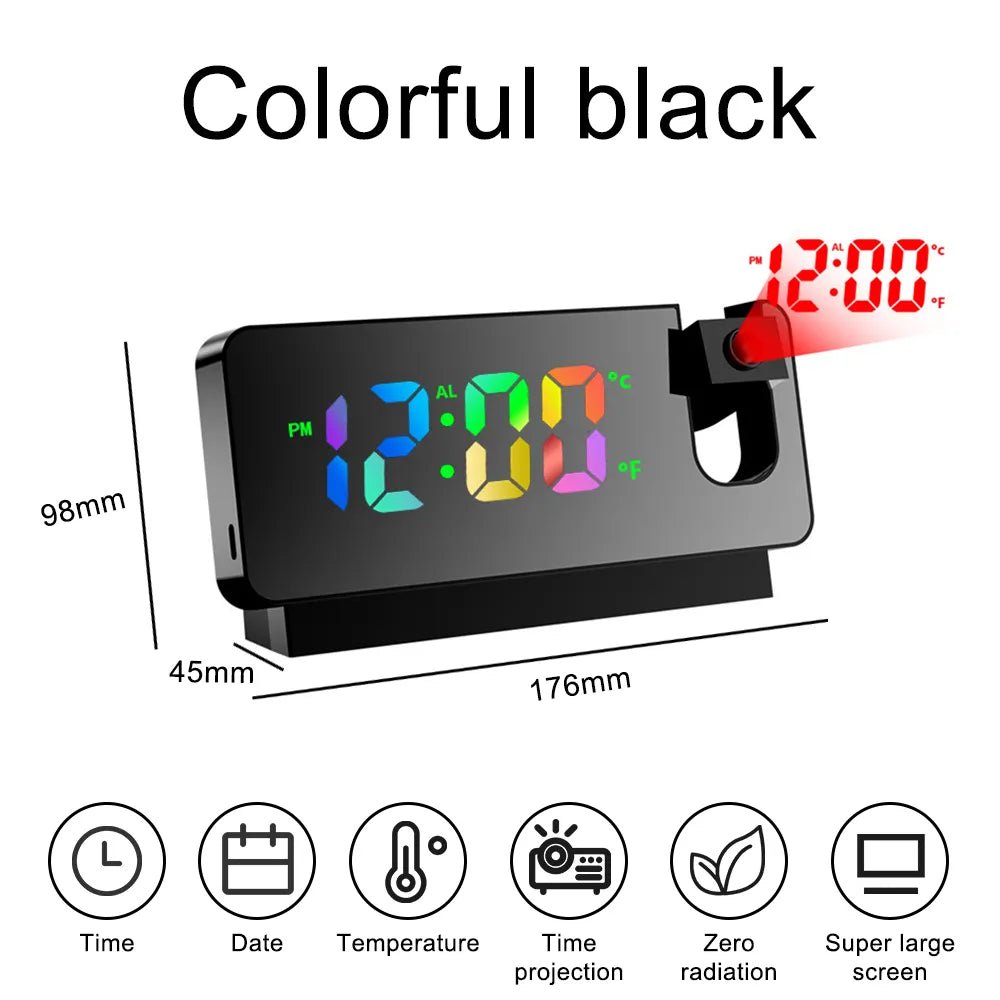 180° Rotation LED Digital Projection Alarm Clock USB - beunik